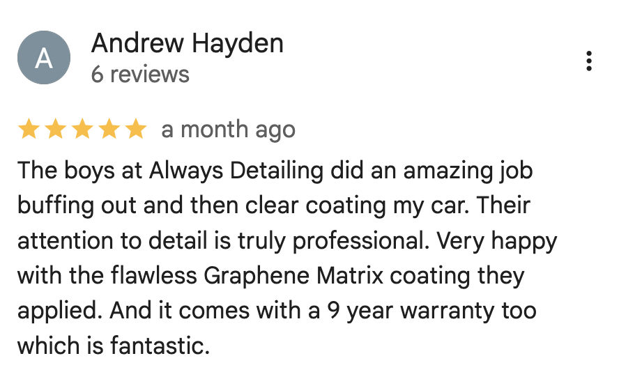 Google review from Andrew Hayden