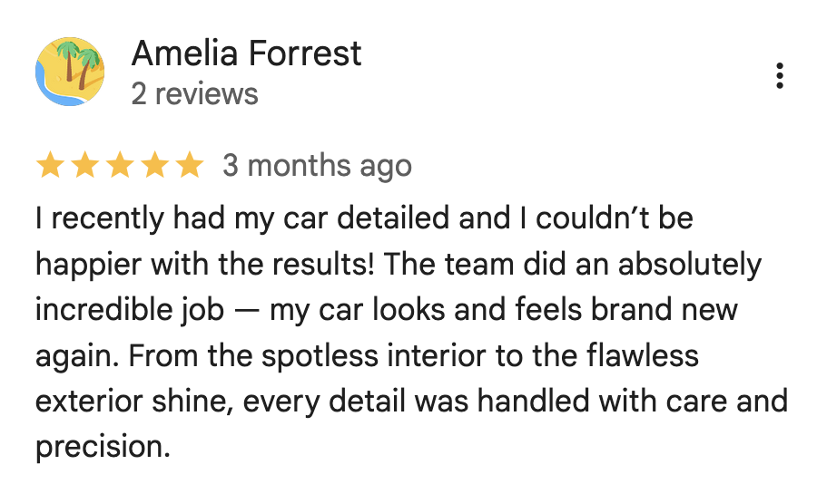 Google review from Amelia Forrest